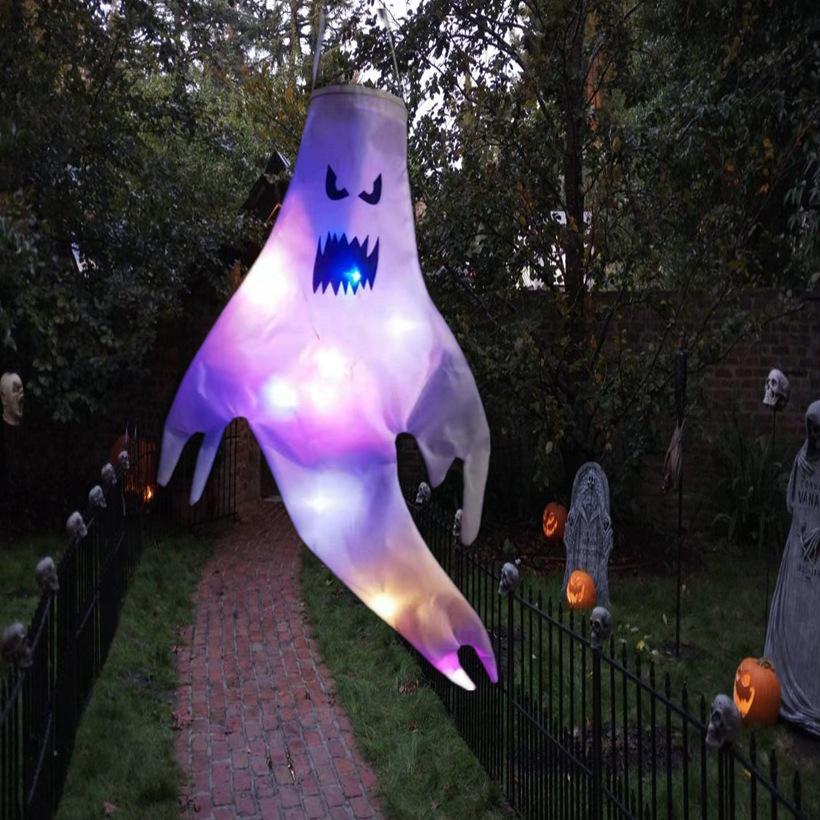 Halloween Floating Ghost Courtyard Hanging Ghost Hung On The Trees Halloween Scary Horror Atmosphere Decor Night Luminous Light