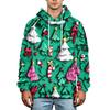 Men's Christmas Print Flannel Hoodie Hooded Casual Pullover Sweatshirt for Fall Winter