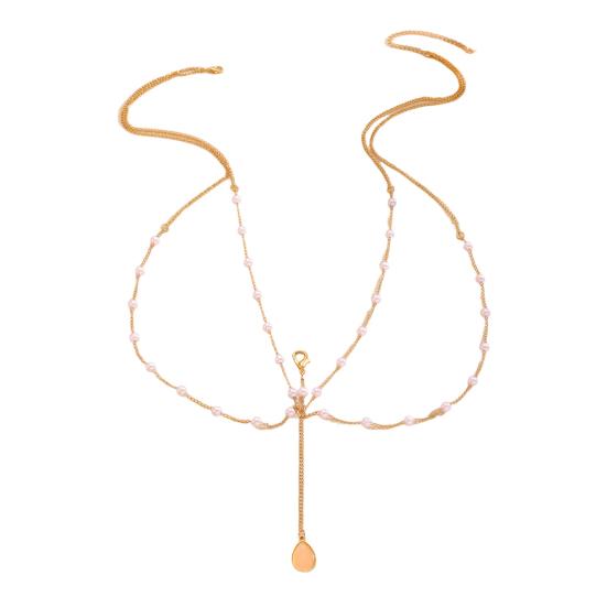 Body Chain Layered Double-Layer Chain Body Chain with Marine Theme Imitation Pearls Shells Starfish Drape Design