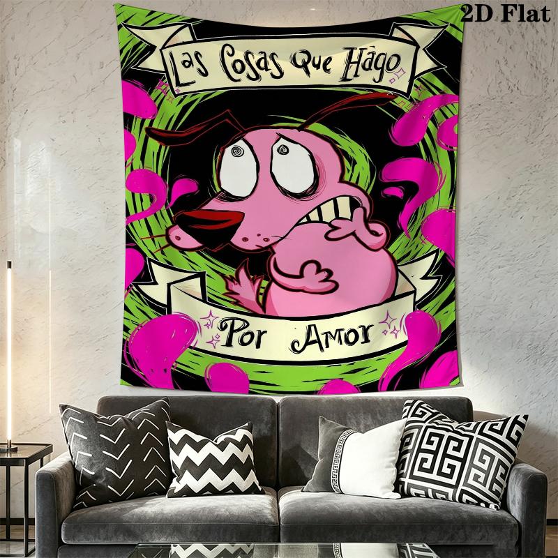 Courage the Cowardly Dog Wall Tapestry Aesthetic Wall Hanging Printed Fabric Blanket Decorative Tapestries for Bedroom Living Room Home Decor