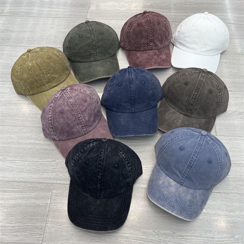 

Spring and Autumn new men s and women s hats casual versatile old baseball caps outdoor sports pure cotton washed peaked caps M（56-58cm） темно-коричневого кольору