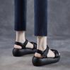 Fashion High Quality Real Leather Sandals for Women In The Summer of Featuring New One-piece Strap and Thick Soled Wedge Heel Sandals