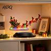 Levitating Santa Claus Tabletop Decor Floating Sleigh Centerpiece Magnetic Levitation Flying Ornament with LED Modern Xmas for Desktops Light,