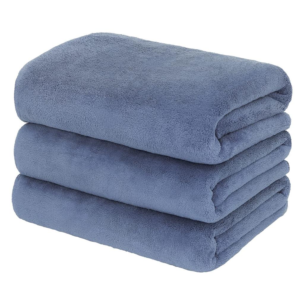 LEC Gekiochikun Microfiber Bath Towels Fibers for a Soft Feel On the Easily Even When (3-pack) (Navy) Ultra-fine skin/Highly absorbent/Dries Wet/