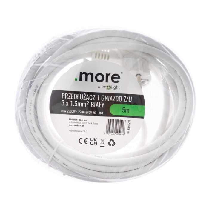 Przedłużacz 1 Gniazdo 5M Z/U 3X1.5Mm2 Biały