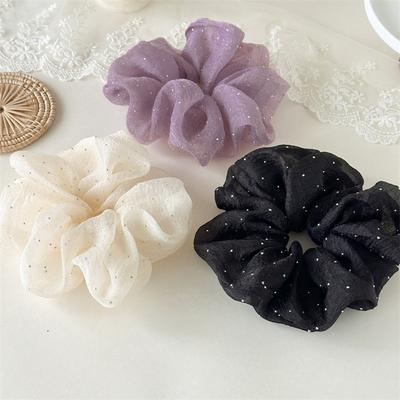 Fashion Rhinestone Mesh Hairband Chiffon Scrunchies Women Korean Silk Elastic Hair Tie Ponytail Holder Headwear Hair Accessories