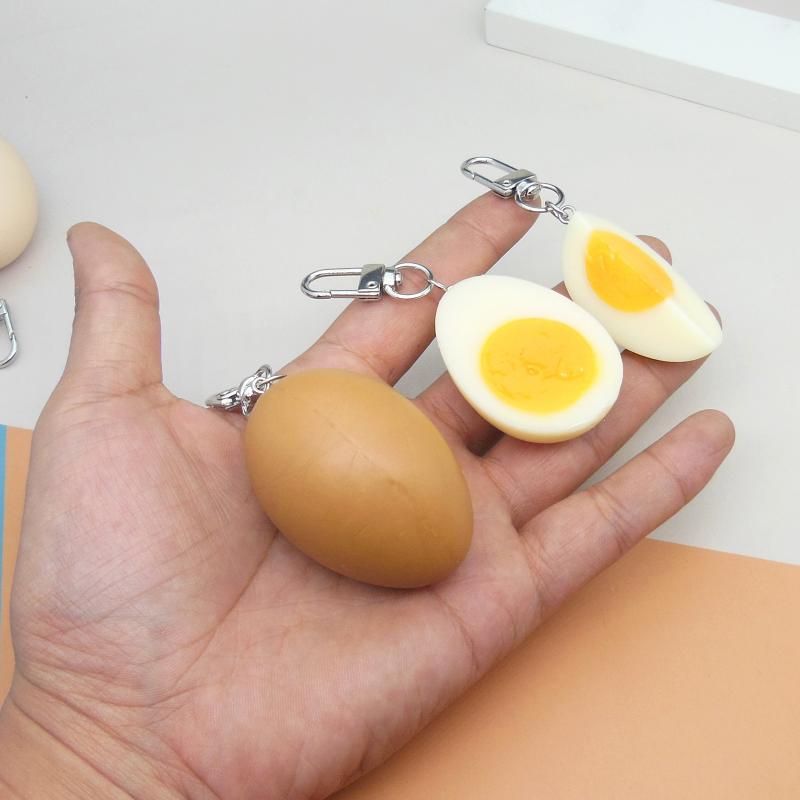 Creative Semi Chopped Egg Keychain Fun Simulation Bag Accessory Unique Quirky Fashionable Bag Charm