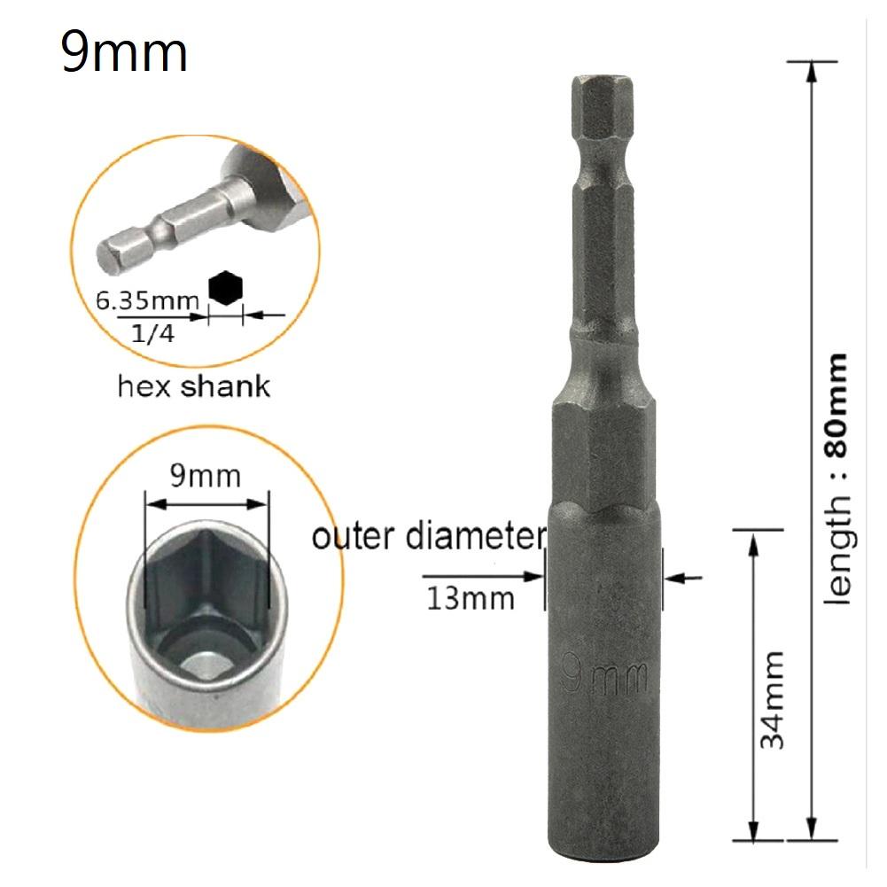 Hex Sockets 5.5-19mm Socket Magnetic Nut Screwdriver 1/4" Hex Key Drill Bit Adapter Drive Socket Hexagonal Shank Sleeve