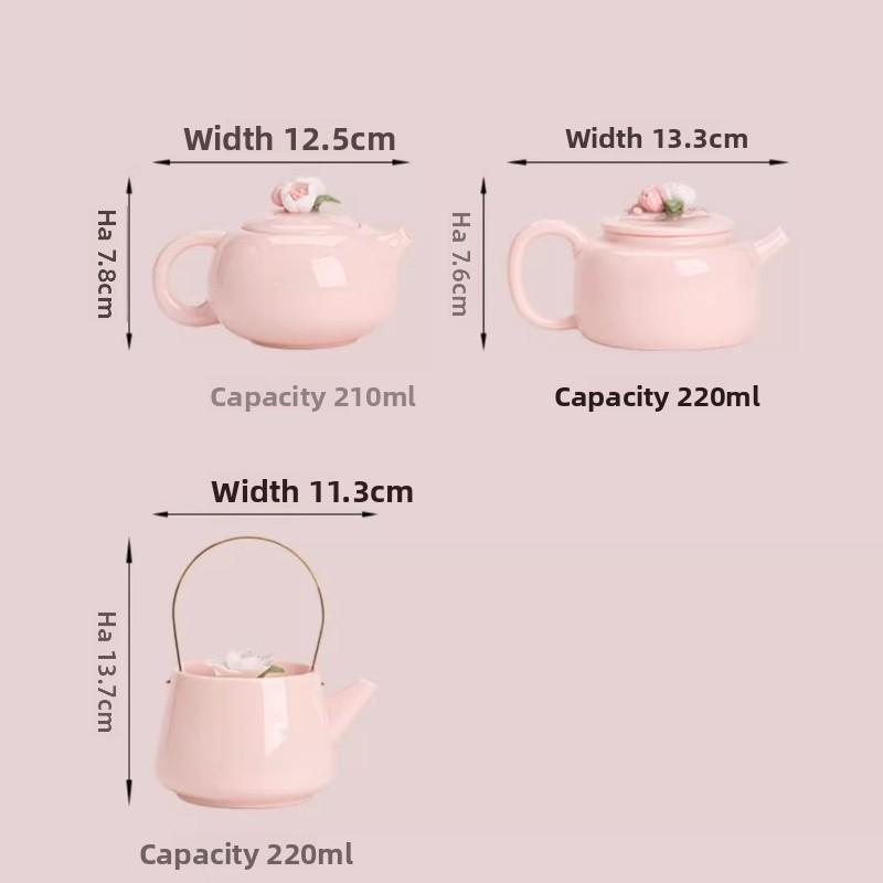 Pink Mud Xishi Teapot Kung Fu Tea Set Single Household Hand-pinched Flower Large Ceramic Girl Tea Single Pot