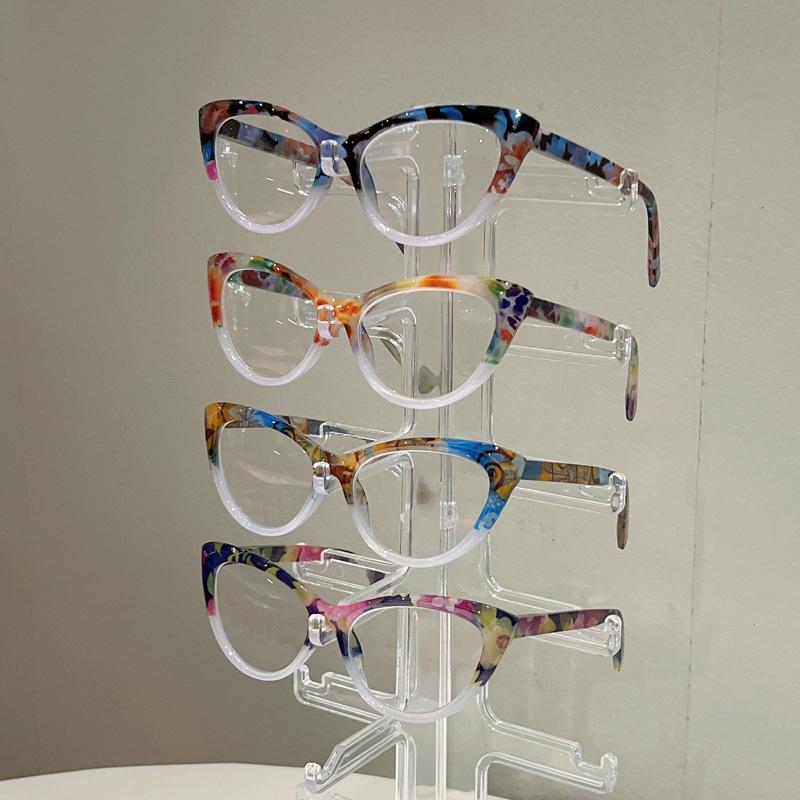 Irregular Pattern Contrasting Plastic Cat Eye Frame Reading Glasses Casual and Fashionable Anti Blue Light Presbyopia Eyeglasses