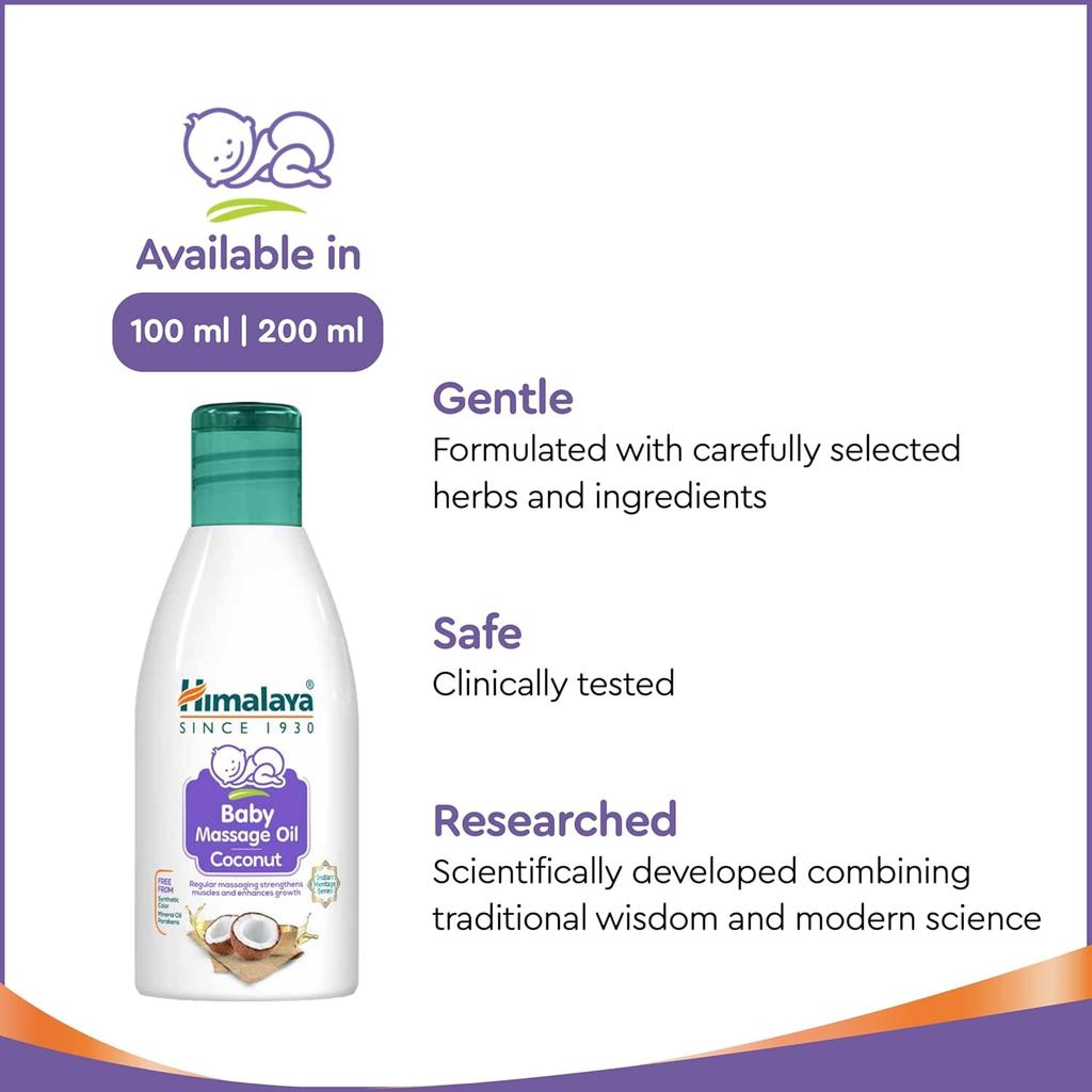 Himalaya Baby Massage Oil Coconut 100 Ml Pack Of 1 For Gentle Nourishing Skin Care