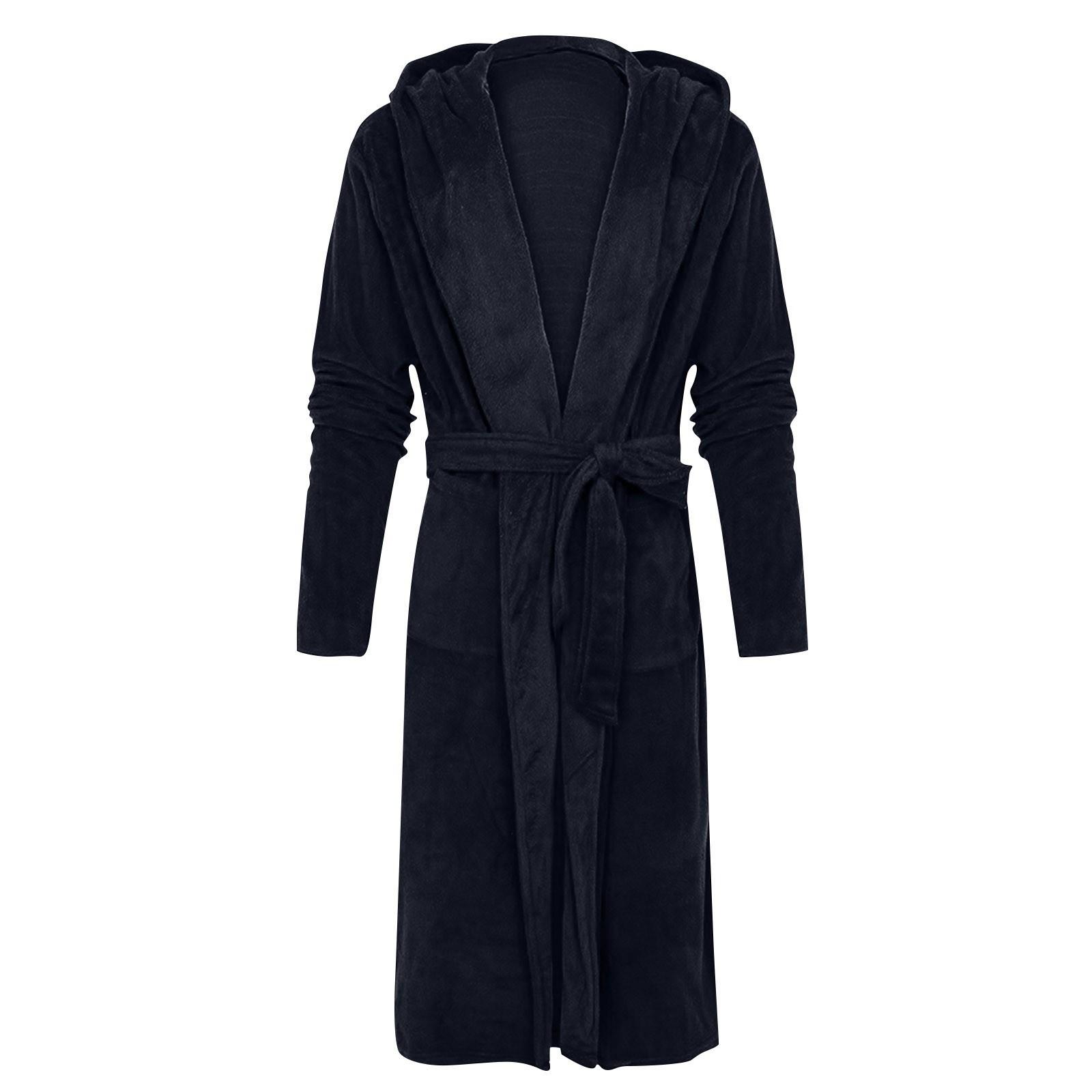 

Мужская зимняя плюшевая удлиненная шаль, халат, домашняя одежда, халат с длинными рукавами, пальто M синий