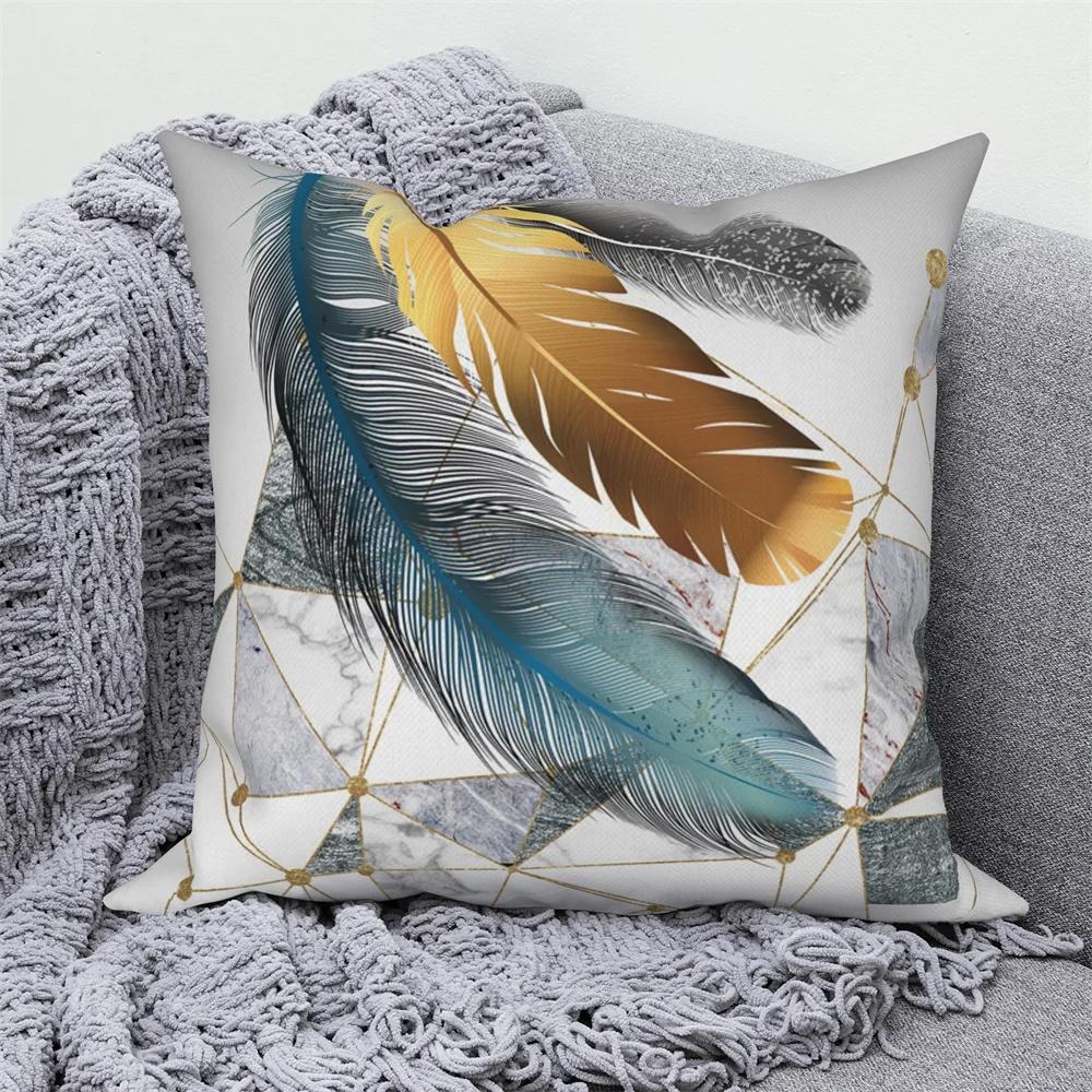 Can Be for Living Room Nordic Pillowcase Decorative Luxury Golden Feather Geometric Sofa Cushion Cover