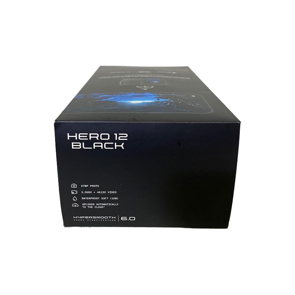 GoPro HERO12 Black Action HDR 8x Slow Verbesserte Leistung bei wenig 1720mAh Akku Kamera, 5.3K/60fps + 4K120fps, Wasserdicht, Video, Bewegung,