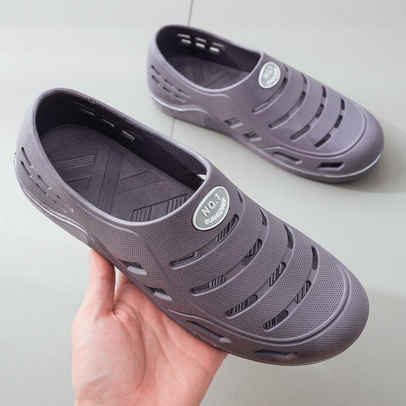 

Обувь с отверстиями, мужская летняя нескользящая рабочая обувь, повседневные студенческие сандалии, дышащая обувь для пляжного рафтинга Baotou 39 серый