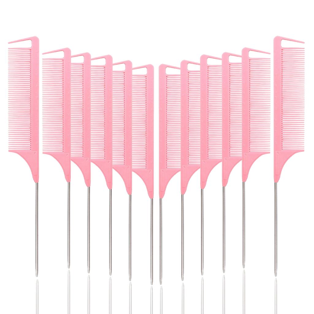 Rat Tail Comb Set - Professional Fine-Tip Comb, Anti-Static Hair Dye Comb & Steel Pin Hairbrush,Suitable for All Hair Types