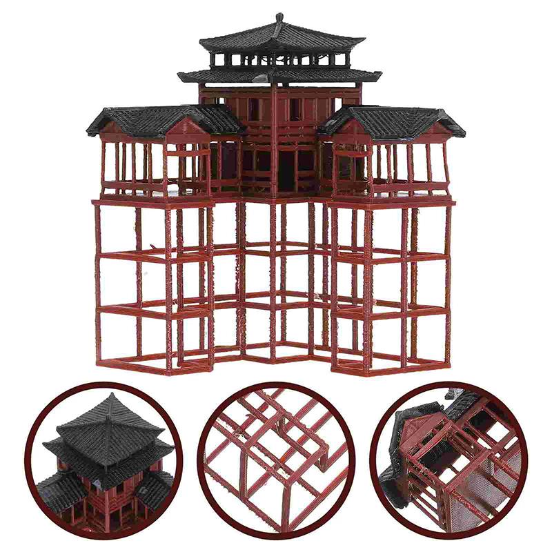 Chinese Inn Statue Ancient Building Model Miniature Japanese Pavilion Decorations Miniature Zen Garden Aquarium Bonsai Ornaments