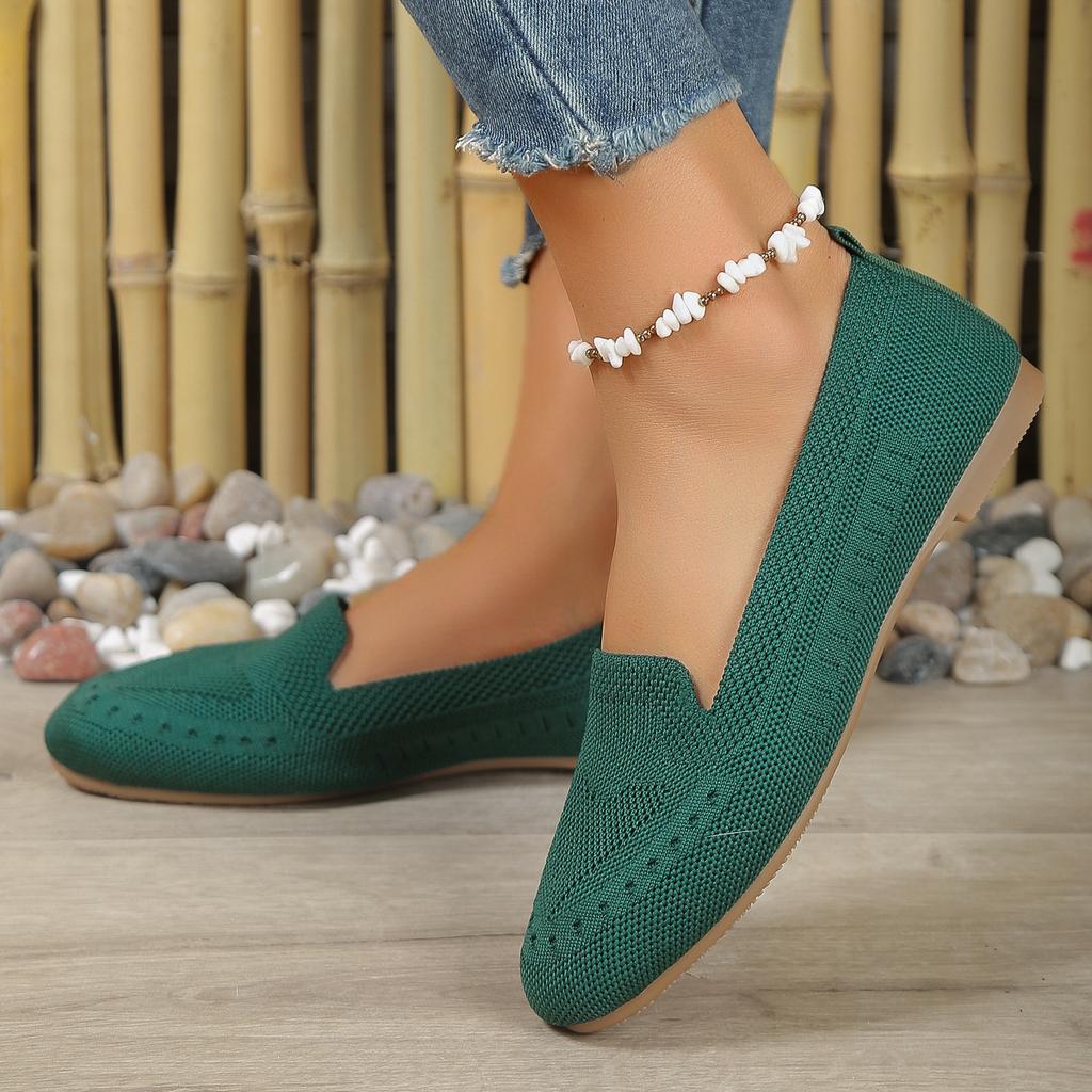 New Oversized Single Shoe with Fly Woven Mesh Surface, Shallow Mouth, One Foot Kick, Lazy Flat Bottom Casual Women's Shoes