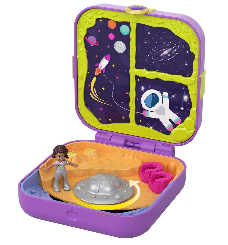 Polly Pocket Hidden Hideout Moonrocking Adventure Compact: 3 Hidden Hideouts, 2 Stashes, 3 Accessories, 1 Mini Shani Doll, Sticker Sheet