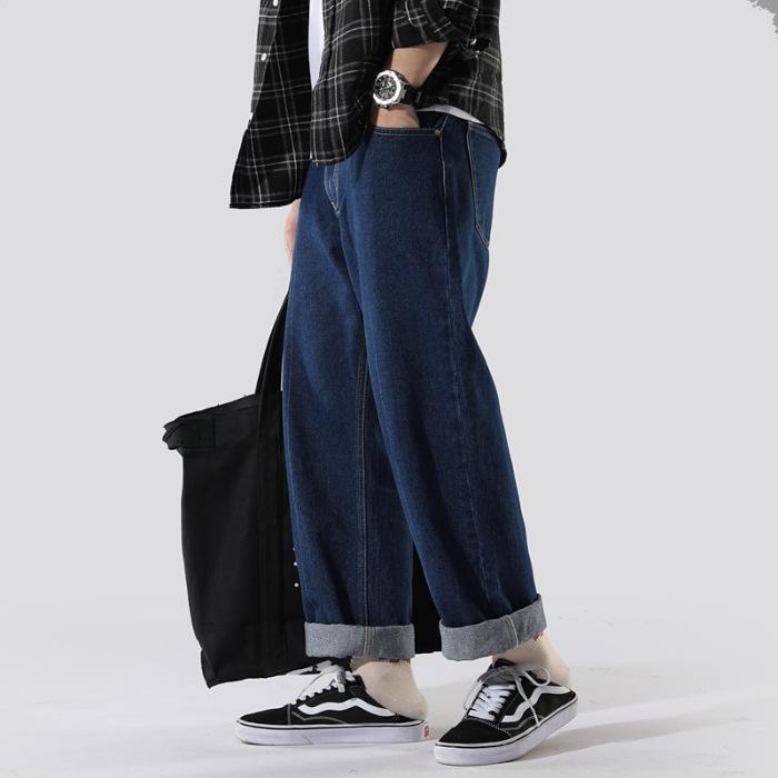 Wide Leg Pants  Dark Blue Jeans  Pants for Men  Baggy Jeans Loose Straight Trousers