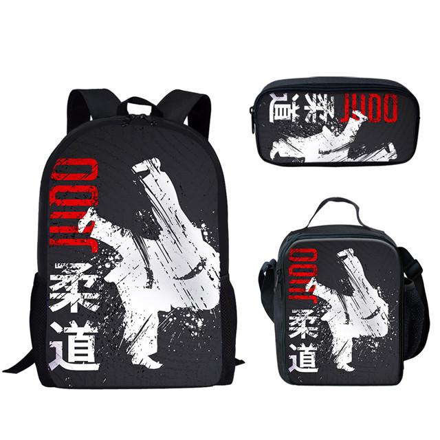 Trendy Popular New Chinese kung fu Judo 3D Print 3pcs/Set Student School Bags Laptop Daypack Backpack Lunch bag Pencil Case