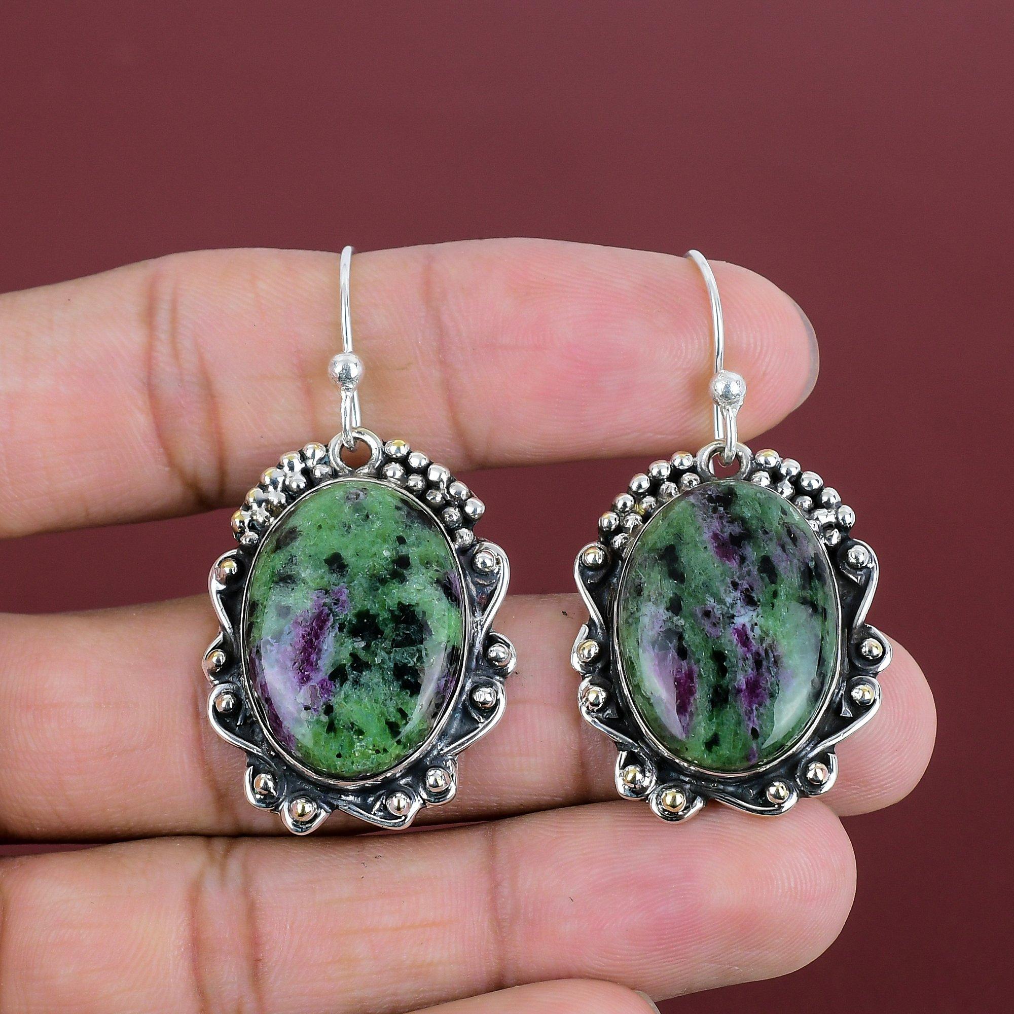 Ruby Zoisite Earring Natural Gemstone Earrings Unique Jewelry 925 Sterling Silver Earring Handmade Drop Earring Wedding Gifts Silver Jewelry