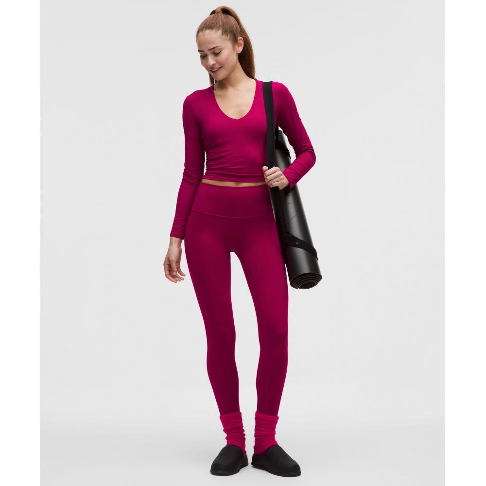 Lululemon All It Takes RiBBeD Nulu V Neck Long sleeVe Shirt  B D Cups Berry rumBle