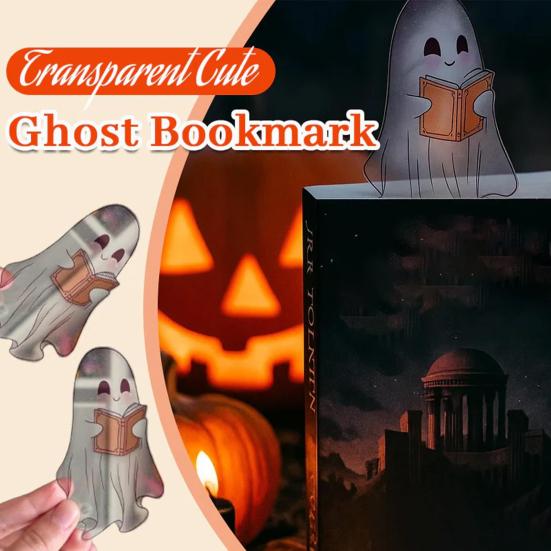 Průhledná záložka duch Halloween Roztomilý duch Záložka na čtení Gotický čtenářský doplněk pro milovníky knih Dárky