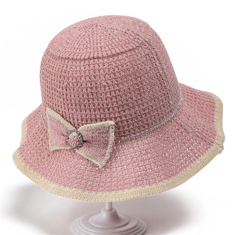 Hollow Bucket Hat Women's New Summer Fashion Simple Bow Sun Hat Foldable Sun Hat