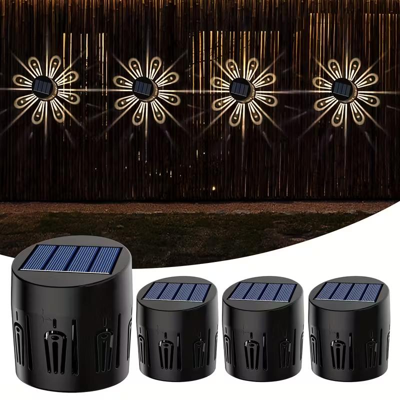 2/4PCS Solar Shadow Wall Lights Waterproof Warm White/RGB Solar Projection Lights Outdoor Garden Lamp for Lawn Patio Fence Decor
