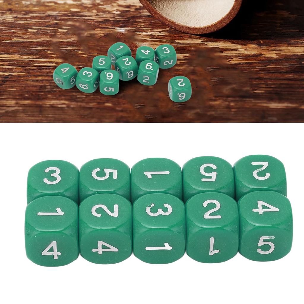 20PCS 6 Sides Number Dice Round Corner Design Plastic Dice Set Board Game Teaching Tools Green
