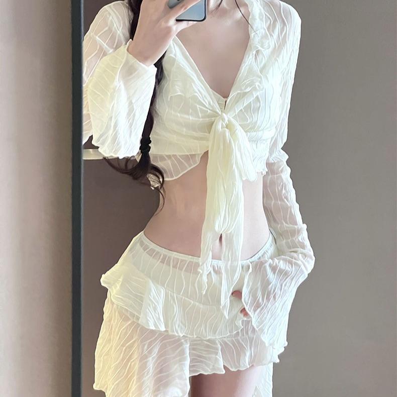 2025 Stylish Women's Bikini: Sexy, Slimming, Belly-Covering Hot Spring Swimsuit - 4-Piece Set