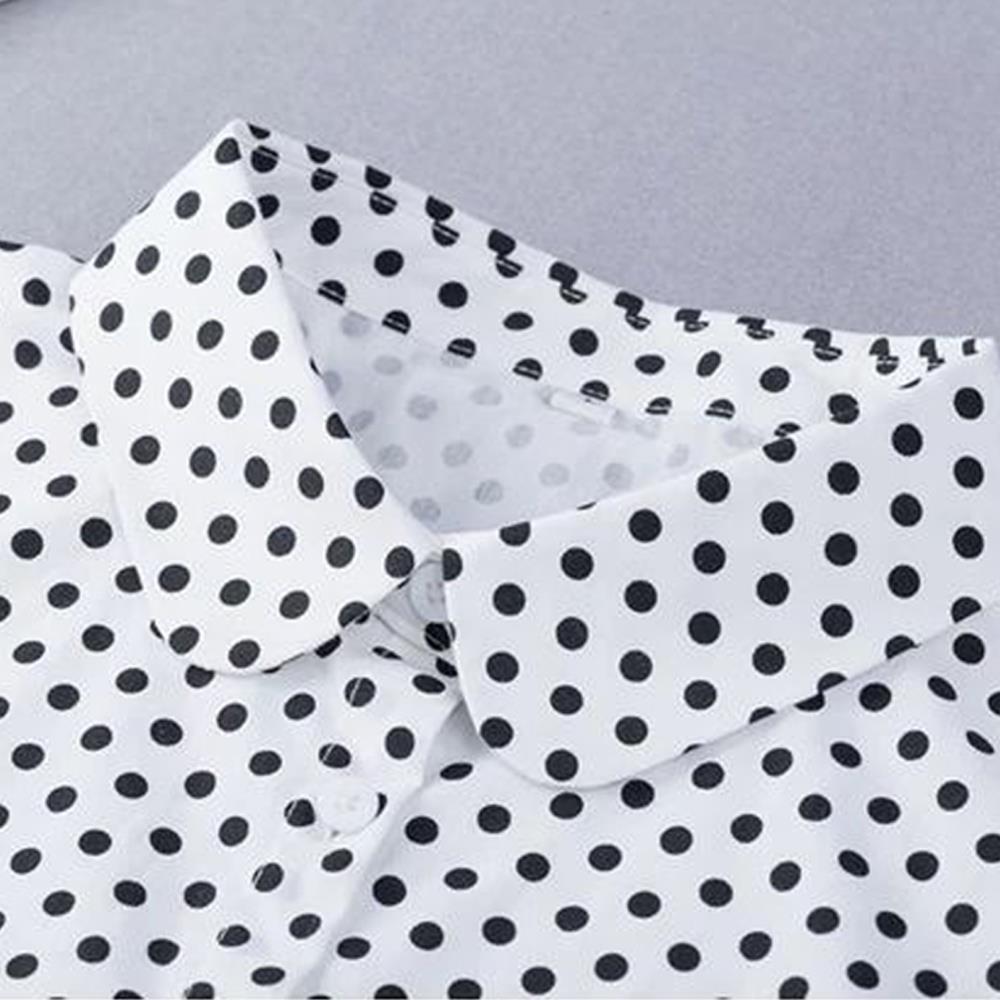 Polka Dots Shirt Detachable Collar Front Tie White Fake Collar Women Stand Detachable Collar Fake Vintage False Blouse Collar