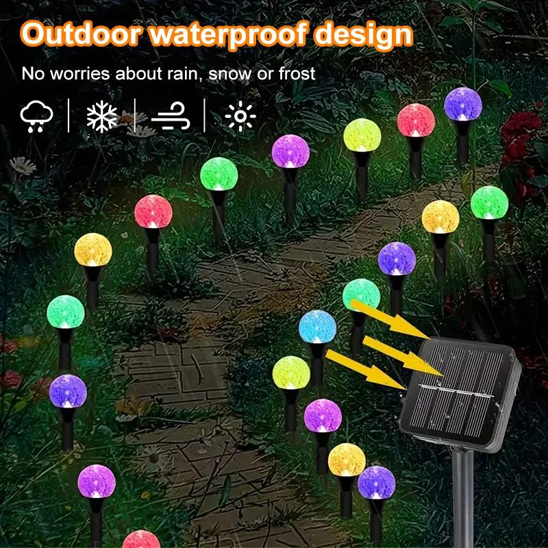 15 LED Solar Bubble Ball Lawn Lights Waterproof Solar Pathway String Light for Outdoor Garden Patios Trail Lighting Decoration