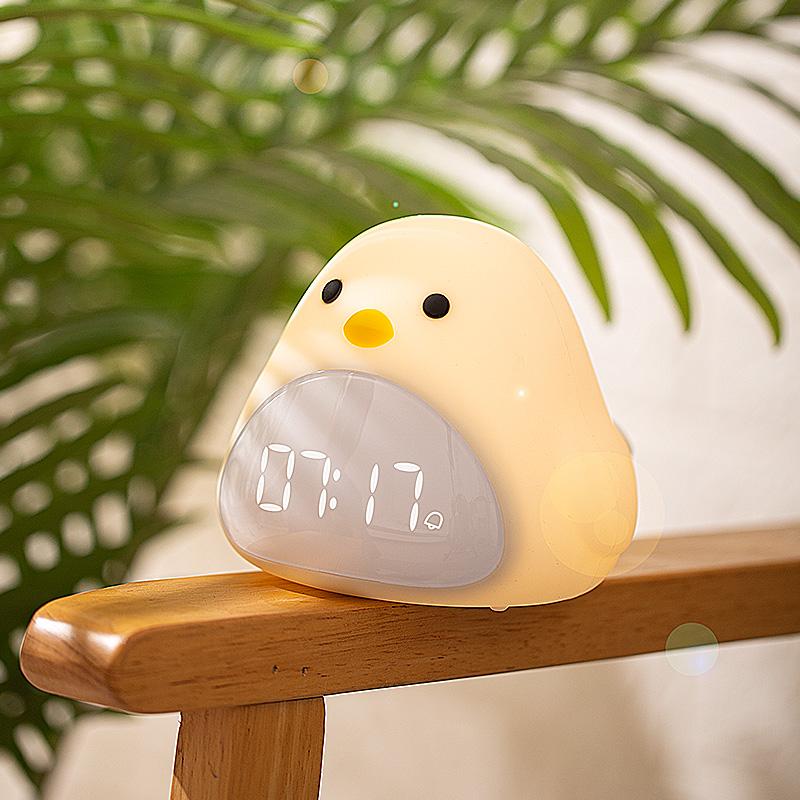 C2 Time Bird Noční světlo Budík Kreslený Roztomilý Silikonový Dotykový USB Noční Lampa LED Noční Lampa Pro Děti Miminko Děti Dárek