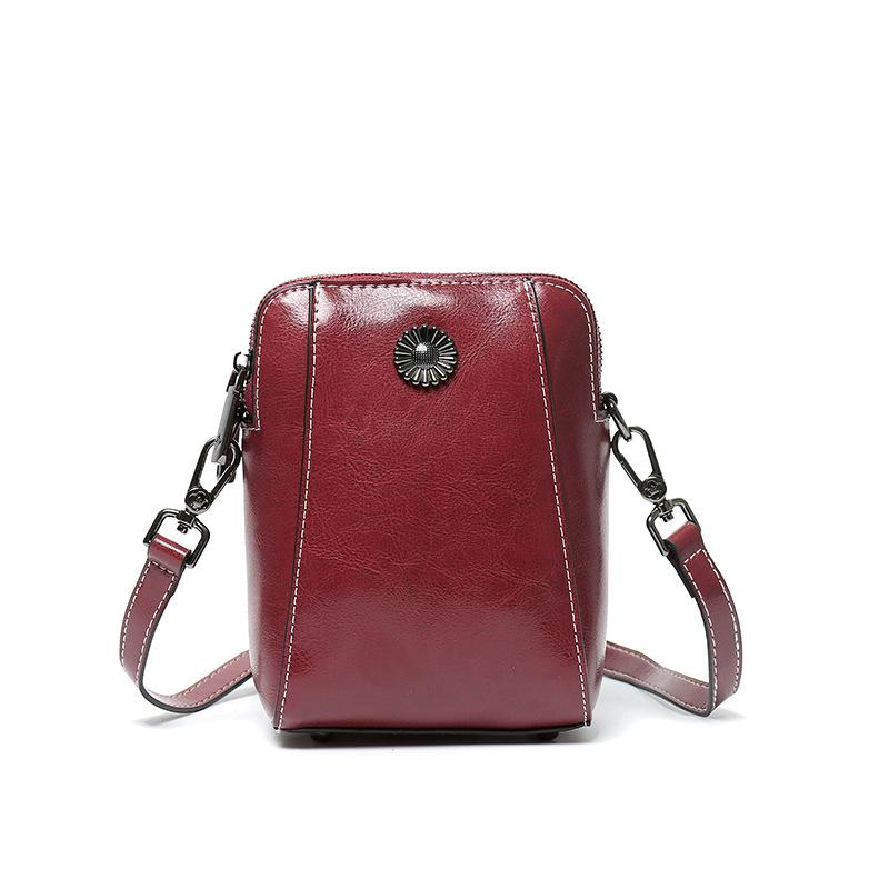 Women's Summer Versatile Small Shell Bag Cowhide Leather Purse Bag Simple Commuting with Crossbody Bag Ladies Cell Phe Pocket