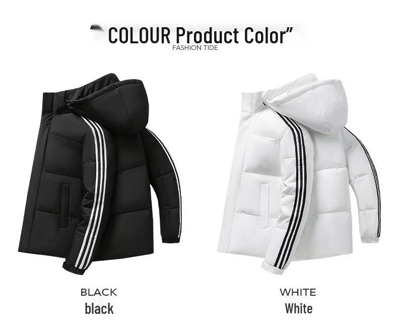 Jachetă cu glugă și puf Adidas Unisex cu Trei Benzi - Palton de Iarnă Trendy