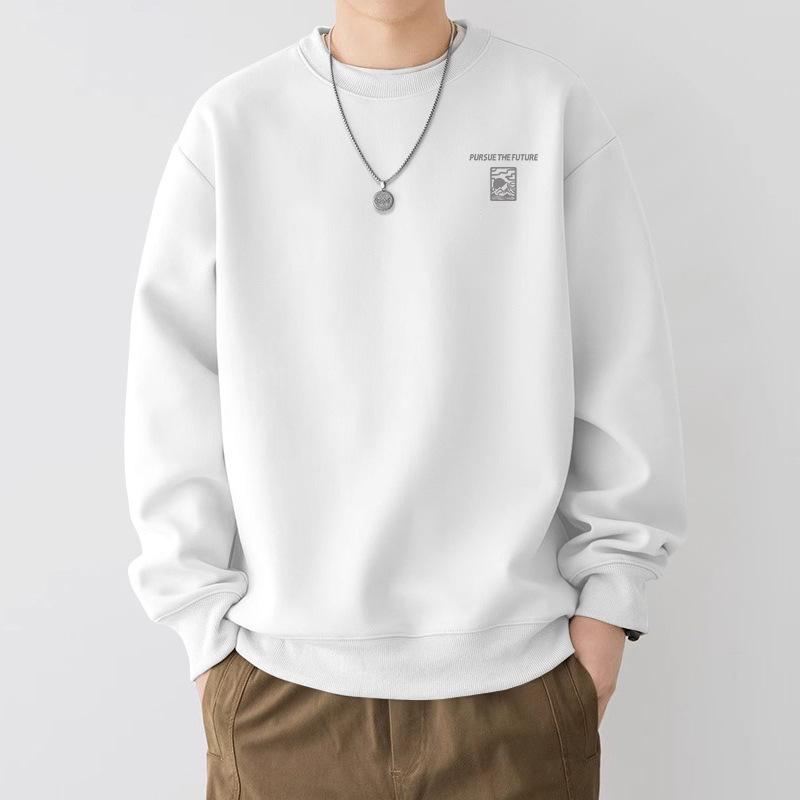 Men's Oversized Fleece-Lined Sweatshirt, Spring/Autumn Heavyweight Trendy Brand, Round Neck, Unisex Jacket