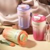 420ml Gradient 316 Stainless Steel Coffee Tumbler, Flip Lid Insulated Travel Mug with Carry Lanyard for Car Office Commute