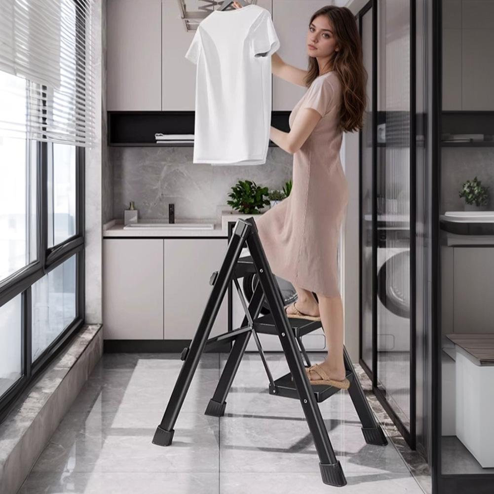 2/3/4 Step Folding Anti-Slip Step Stool with Wide Pedal Lightweight Step Stool Sturdy Steel Ladder for Household Garage Storage