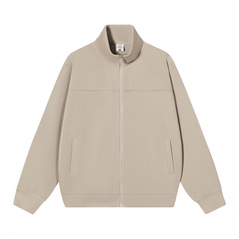 Mens 380g Heavyweight Cotton Zip-Up Sweatshirt Stand Collar Casual Streetwear Jacket