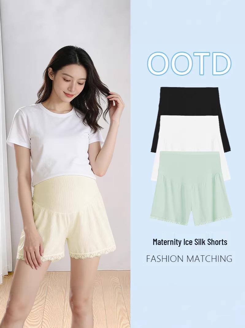 Maternity Adjustable Plus Size Anti-Exposure Loose Summer Shorts Extra Large абрикосовый