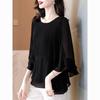 Niche Stylish Black Summer Doll Top: Age-Reducing, Belly-Covering Women's Shirt.