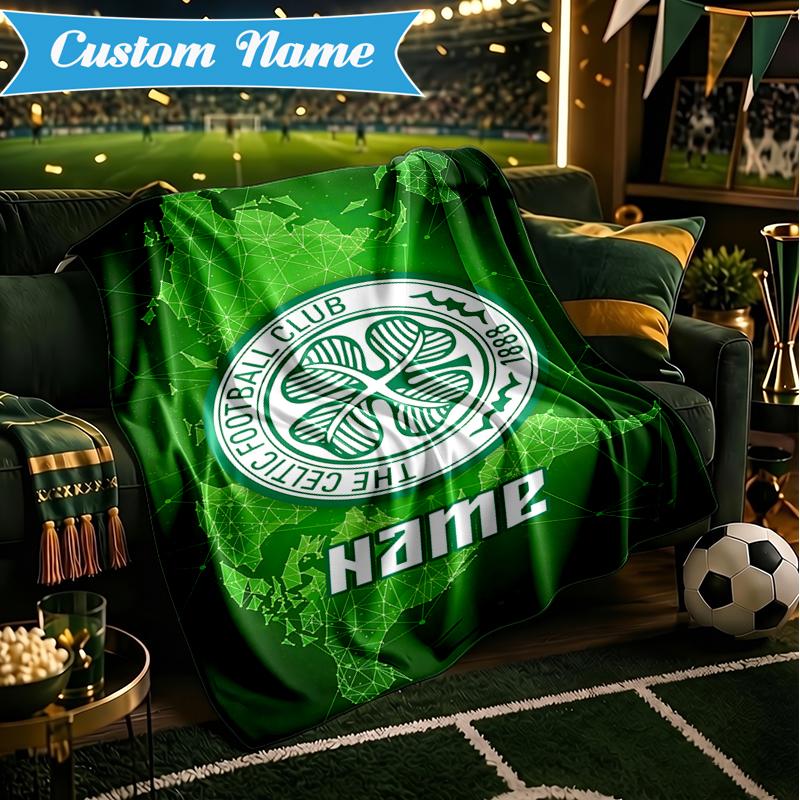 Coperta Personalizzata con Stemma Celtic FC Leggera Ideale per Letto Perfetta per Viaggi, Campeggio, Soggiorni, Divani, Regalo di Natale