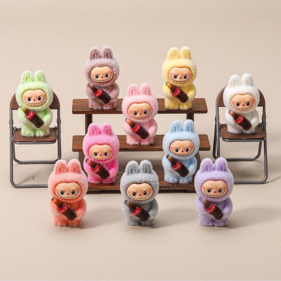 10 PCS Cola Bottle Rabbit Resin Keychain: Trendy Toy Blind Box DIY Jewelry Accessory 10 PCS