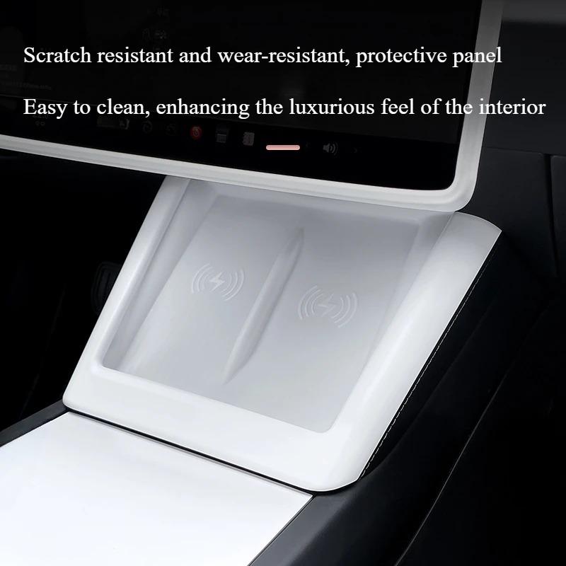 Wireless Charging Decorative Frame for Tesla Model Y Juniper 2026 Central Control Silicone Pad Interior Panel Car Accessories