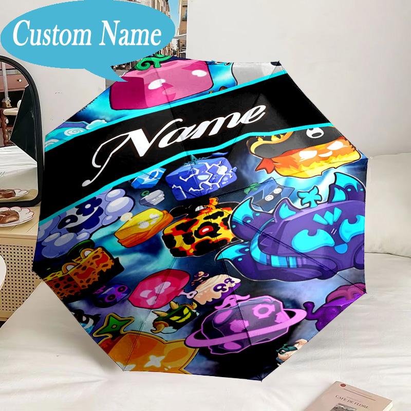 Custom Name Umbrella Blox Fruits Umbrella 8-Frame for Travel, Camping, Casual Lightweight Portable, Essential for Family Gifts