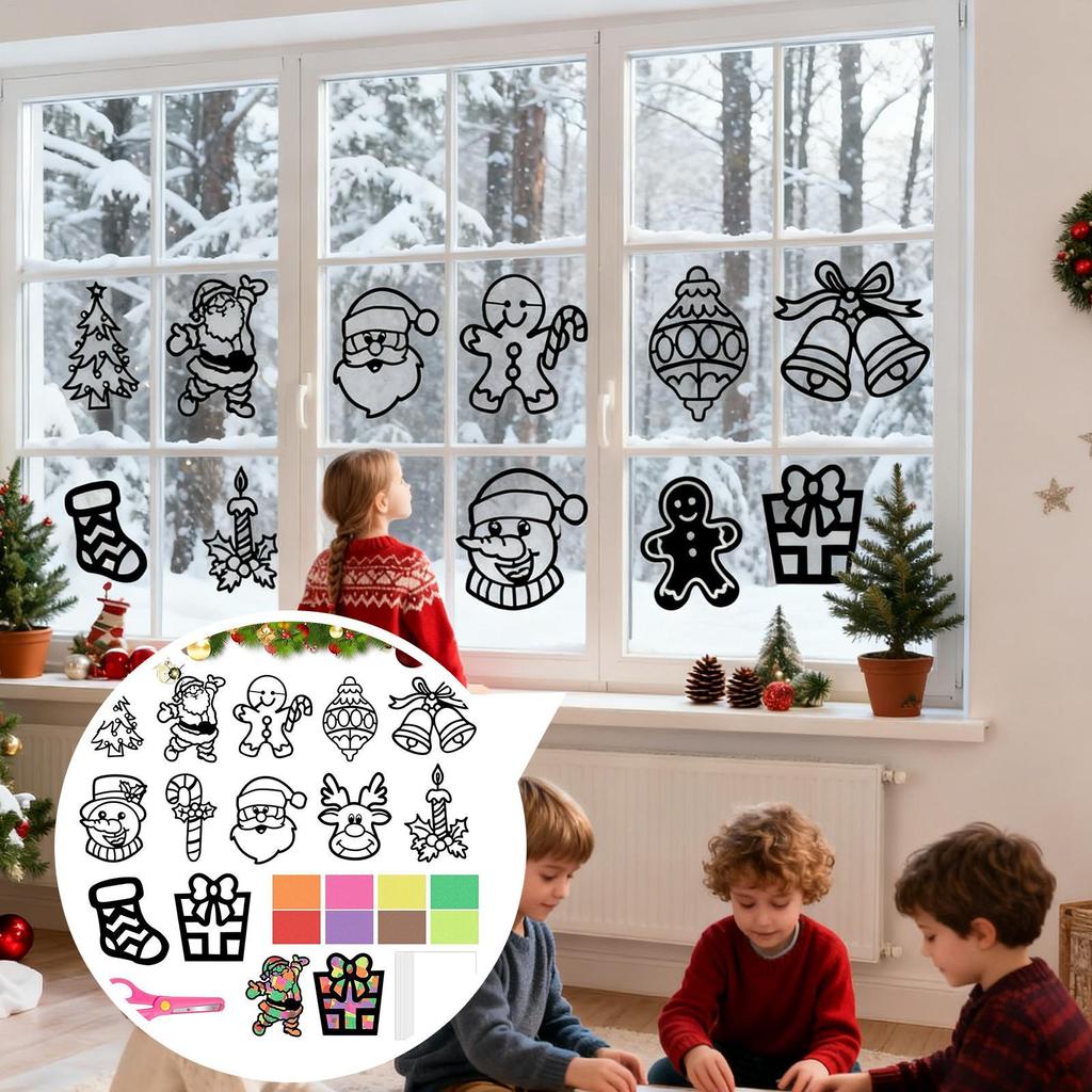 Christmas Paper Cutouts 12 Pieces Snowflake Santa Claus Reindeer Bell Craft Kits Christmas Paper Decor For Wall Window School