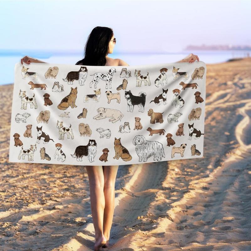 

Dog Beach Towel, Dog Lover Gifts, Dogs Sand Beach Towels Gifts for Women, Cute Dogs Quick Dry Bath Pool Towels for Farmhouse W40*H60(CM)