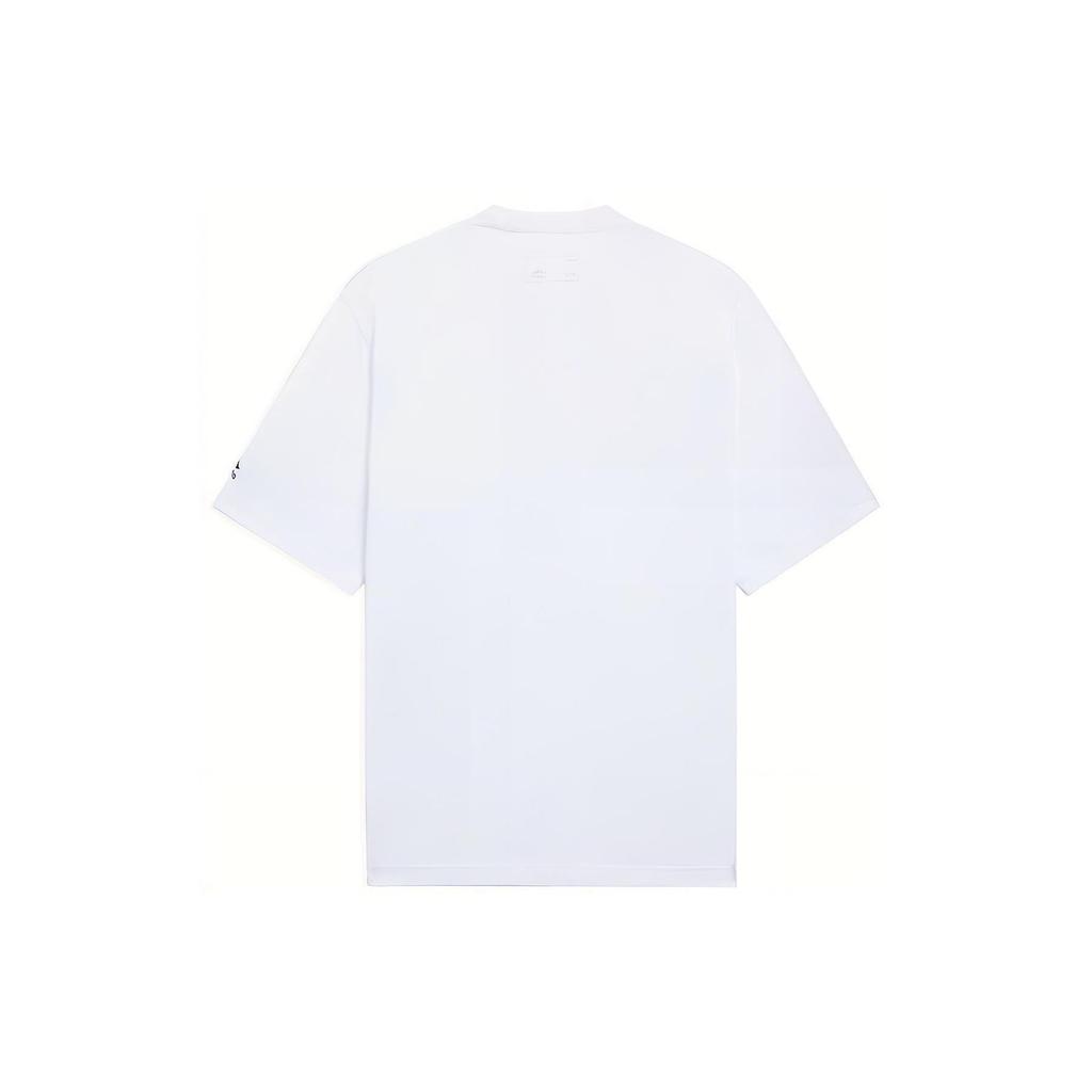 Li-Ning Embroidered Pattern Solid Color Round Neck Casual T-Shirt Men Tops White AHSS323-1